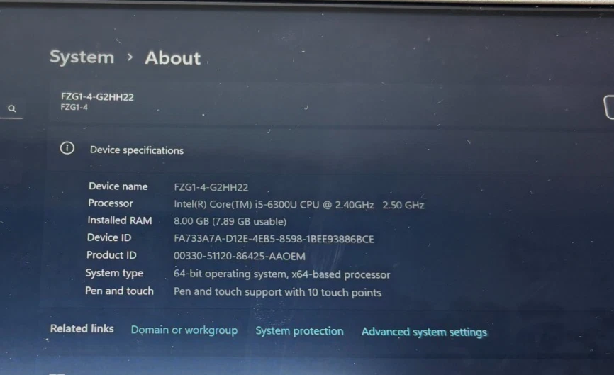 Panasonic Toughpad FZ-G1 MK4, Win 11 Pro, i5, 8GB RAM, 256GB SSD Rugged Tablet - Image 2 of 4