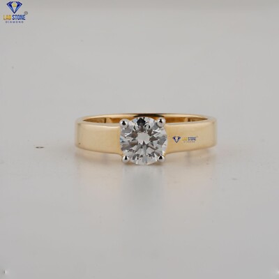 0.74 TDW Round Cut Solitaire Labgrown Diamond Ring  925 silver Labstone