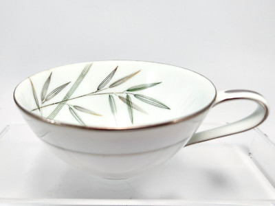Noritake Bambina Cup 6oz White Green Silver Bamboo MCM 5791 NO SAUCER