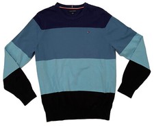 Tommy Hilfiger Blue Colorblock 100 Cotton Pullover Crew Neck Sweater Men's 2XL