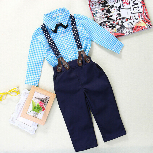 Kids Baby Boys Gentleman Formal Party Suit Outfits Bow Tie Shirt + Vest + Pants - Picture 17 of 25