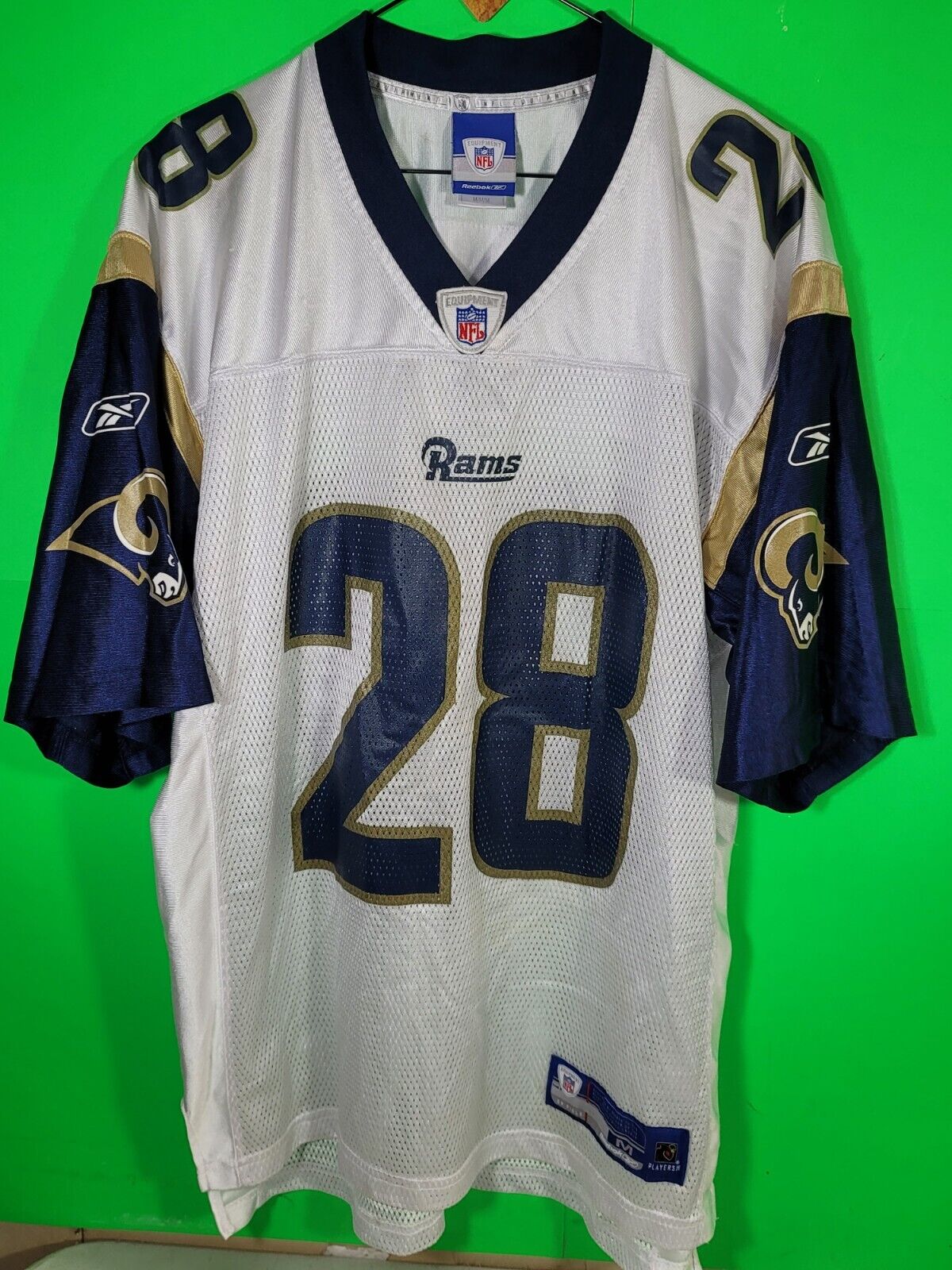 St Louis Rams Marshall Faulk #28 Blue & Gold Sewn Reebok Jersey