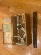 VINTAGE GERMAN MICROSCOPE IN CASE - ENURO OPTIK 75X MICROSCOPE - STAMPED GERMANY