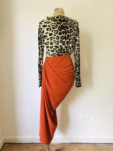 AEL AmyEnjoyLife Burnt Orange Asymmetrical Long Skirt Ladies Size L Suit 10 - 12 - Picture 3 of 11