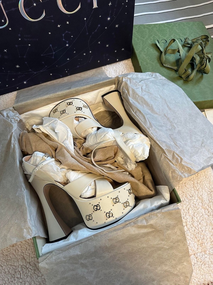 Gucci White Platform Sandal Heels | eBay