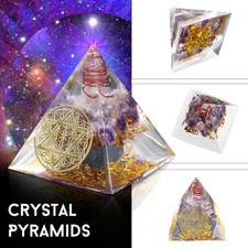 Amethyst Crystal Pyramid Obsidian Chakra Energy Healing Stone EMF Protection