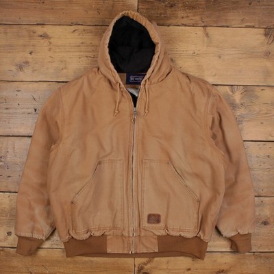 Big Smith Active Workwear Jacket XL Mens 00s Brown Canvas Hooded Lined Chore