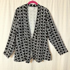 Bon Worth Size Small Black And White Open Front Long Sleeve Blazer