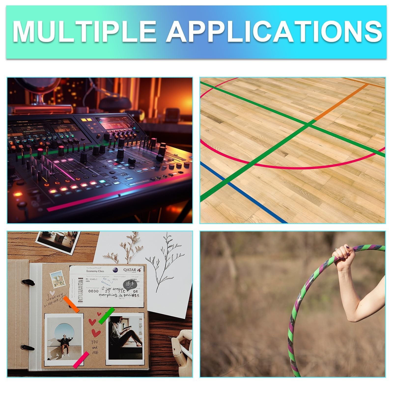 Spike Tape Set - 1/2" x 36' Neon Gaffer Tape, 5 Bright Colors | Dry Erase & S...