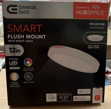 COMMERCIAL ELECTRIC 12" HUBSPACE SMART CCT RGB SELECTABLE LED FLUSH MOUNT WHITE