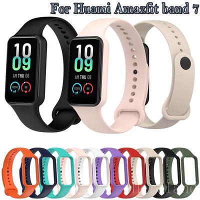 Silicone Replacement Watch Band for Amazfit Band 7 Sport Wrist Strap with Metal 