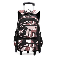 NIWEIYA Rolling Backpack for Boys School Backpack with Wheels for Boys Wheele...
