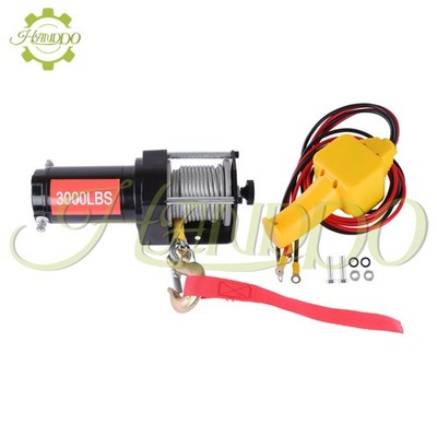 3000lbs Electric Winch 32ft Synthetic Rope 12VDC/1.3HP 2.5m Wired Remote IP55