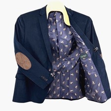 Lauren Ralph Lauren Corduroy Blazer Men 48R Pre-Owned Sport Coat Blue Fox Lining