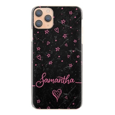 Personalisierte Handy-Hülle für Motorola G/E/C; Initiale Schwarz Pink Marmor Hartschale