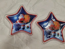 Pair Gorham Crystal Santa Star Holiday Plates Christmas Candy Tidbit Dish Plate