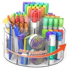 Acrylic Pen Holder, 360 Degree Rotating Pen Organizer, Rotating Clear-Large