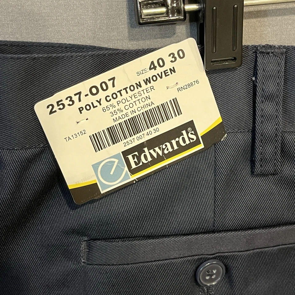 Edwards Utility Chino Flat Front Pants Men’s 40x30 Blue Uniform Work - Image 4 of 4