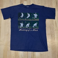 Vintage 90s Anatomy of a Pitch Baseball Single Stitch USA Made T-Shirt Medium