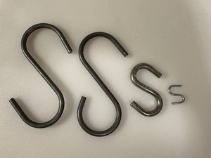 Lot Of 4 Metal S Hooks Assorted Sizes, Preowned