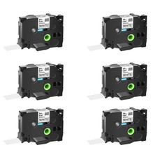 6PK Compatible with Brother PT-E500 TZe-251 TZ251 Black on White Label Tape 24mm