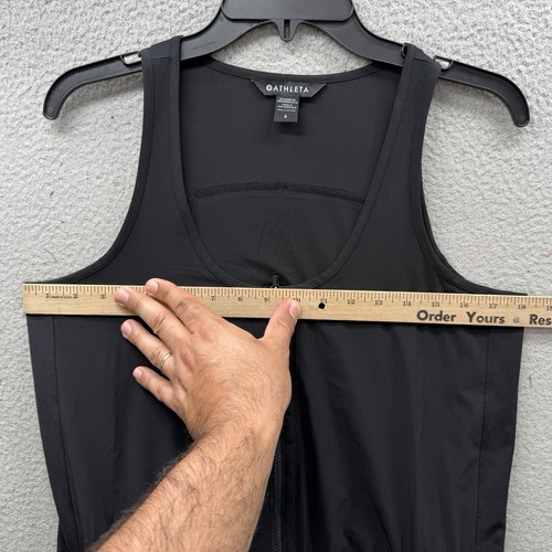 Athleta Women’s Romper JumpSuit Black Sleevess Zip Pockets Elastic Waist Size 6 - Picture 3 of 15