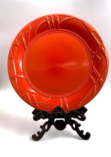 Fiesta 2000 Persimon Geometric Trim Homer Laughlin 14” Chop Plate Platter