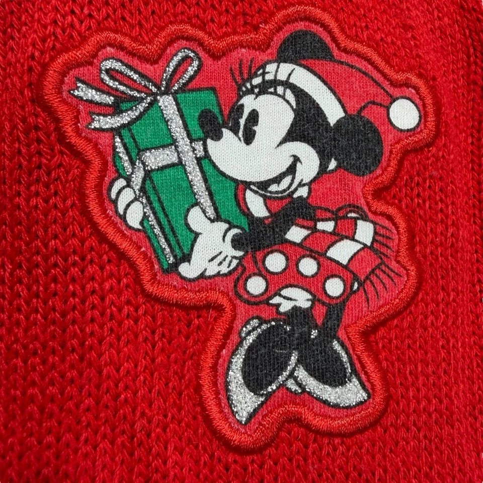 Disney Minnie Mouse девочек красный трикотаж платье Sz 6-6 X Рождество в горошек бант - Изображение 2 из 4