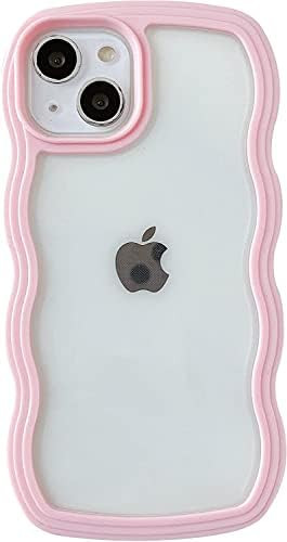 for iPhone 14 Case, Cute Curly Wave Frame Shape Shockproof Soft Compatible with