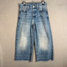 Levis Womens Size 26 High-Waisted Wide-Leg Cropped Jeans Light Wash Denim