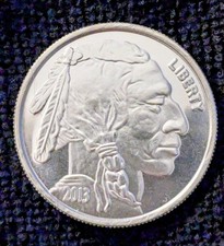  1 oz. Indian Head Buffalo Round .999 Fine Silver (Uncirculated)(2013) 90.00 per troy oz
