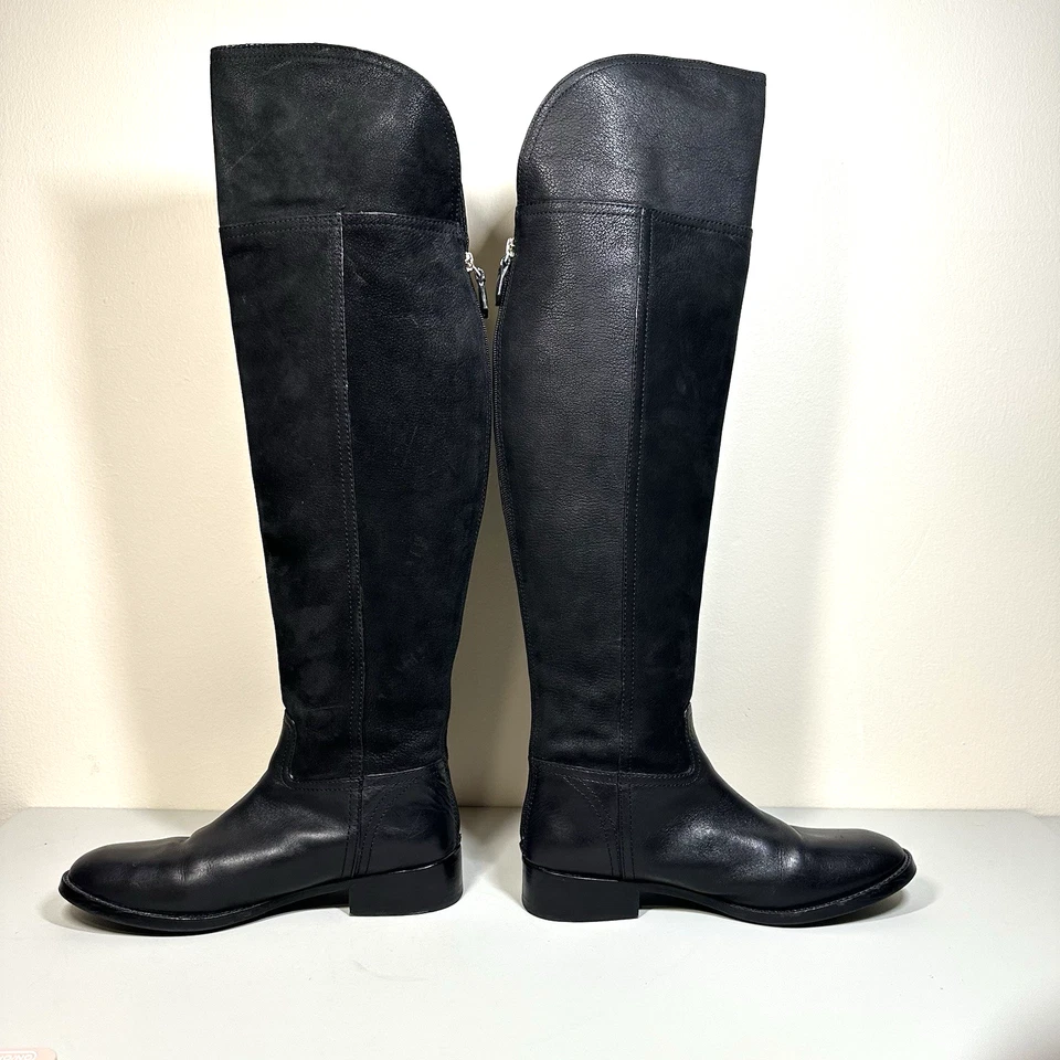BOTAS DE CUERO NEGRAS POR ENCIMA DE LA RODILLA TORY BURCH SIMONE 9.5 GAMUZA ECUESTRE Foto 2 de 4