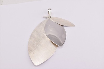 Paola Valentini Sterlingsilber 4'' x 42mm strukturierte polierte Klinge Anhänger Italien