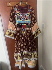 Maxi afghan dress with trousers and scarf kuchi vintage handmade large