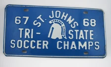 1967-1968 St Johns Country Day School 3rd. soccer state champs license plate