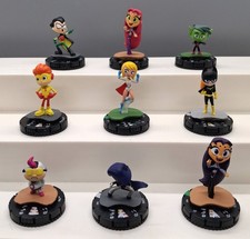 HeroClix DC Teen Titans Go  Miniatures Game Lot Of 9 Figures  Cards