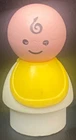 **Vintage Fisher Price Little People Nursery Baby White With Yellow Bibb**