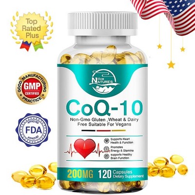 CoQ10 Coenzyme Q10 200mg 120 Capsules Heart Support NON GMO Vegetarian Capsules