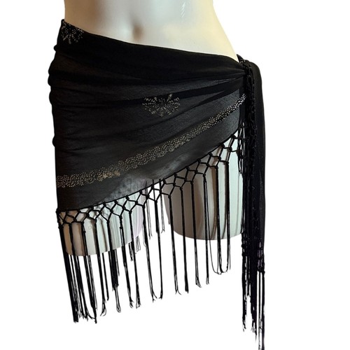 Black Fringe Wrap Skirt OS