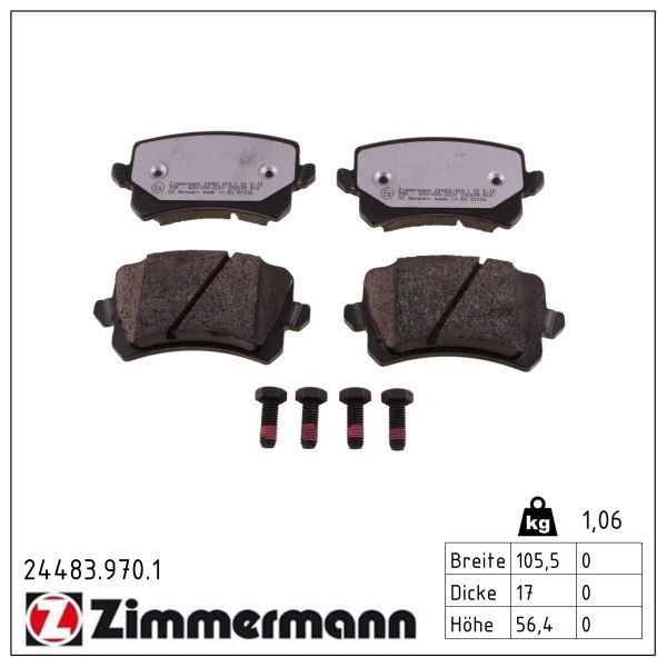 Zimmermann BremsbelÄGe Bremsbelagsatz Hinten FüR VW Passat B6 B7 Audi A6 Q3-image