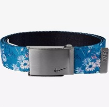 Nike Golf Reversible Web Belt Floral Print Navy Bottle Opener Adjustable Size