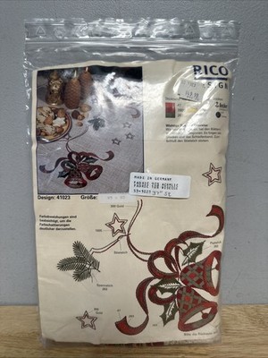 Rico Design Table Cloth Cross Stitch Kit Christmas Bells Square 35 x35  #41023