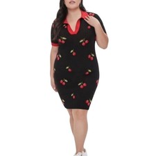 GUC FOREVER 21 short sleeve dress Plus 0X black red green repeat