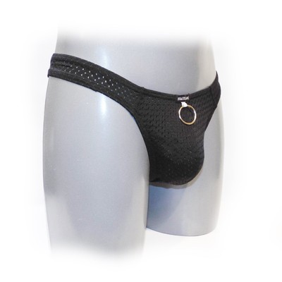 Fashion Men Low-rise Mesh Breathable Metal Hoop Ring (L)