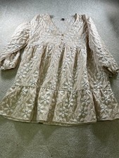 SHEIN Curve Women's Beige 4XL Floral Embroidered Dress BloomCore