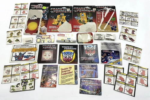 Vintage 1986 Hasbro G1 Transformers Paper Lot Cardbacks Booklets Clippings +++++