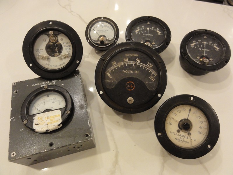 7 Vintage Meters and More Lot, Weston, Honeywell, Western Electric