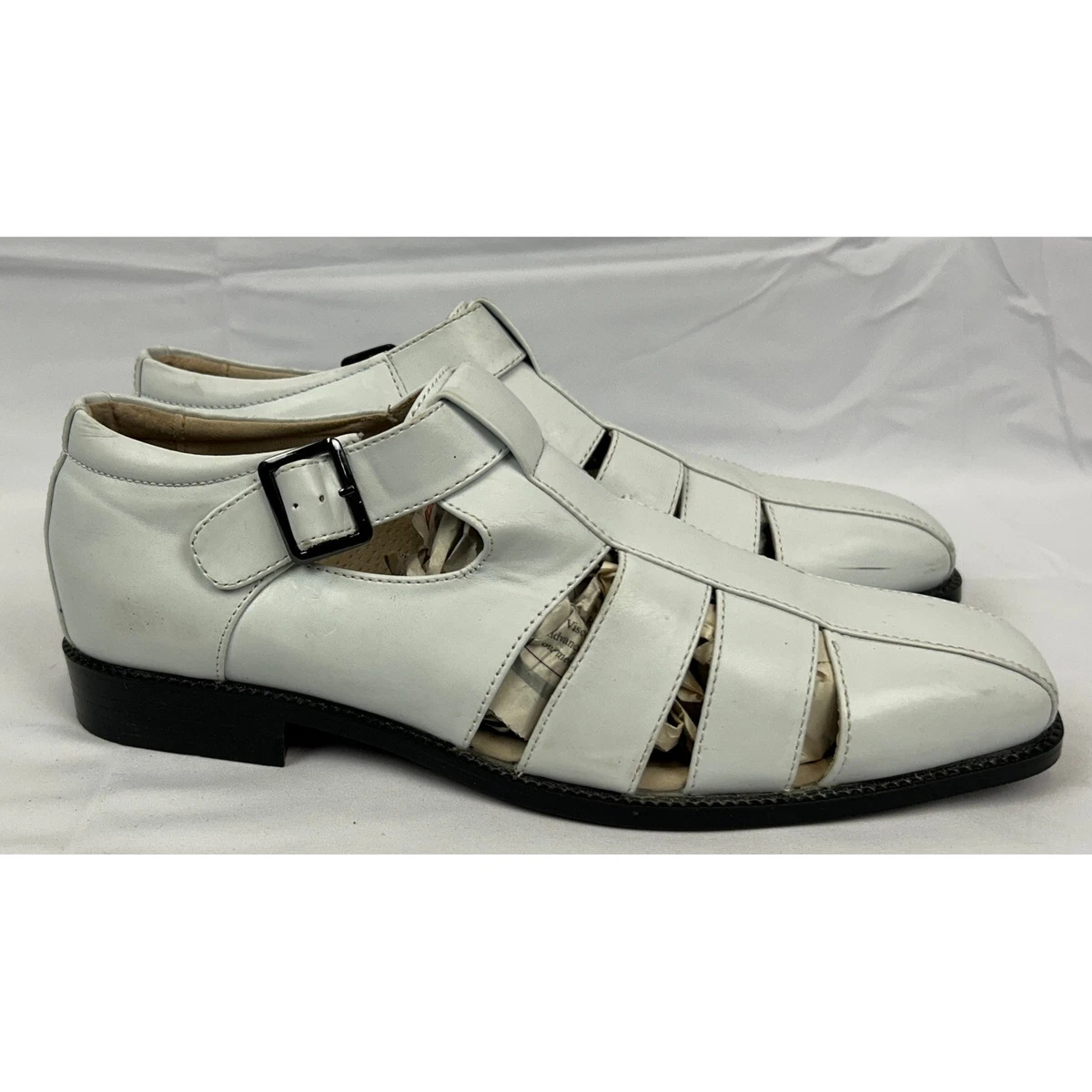 Stacy Adams Mens White Calax Fishermen Sandals 10.5 Men main image 2