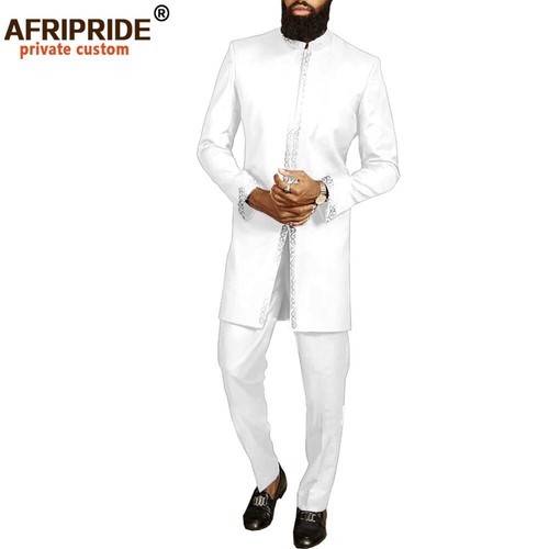 Mens African Slim Fit Two-piece Suit Jacket and Pants 2 Piece Set Formal Outfits - Picture 29 of 48