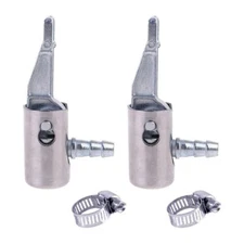 2 Pack 1/4in Lock on Metal Air Chuck Tire Inflator Chuck Hose End W/ Hose Clamp